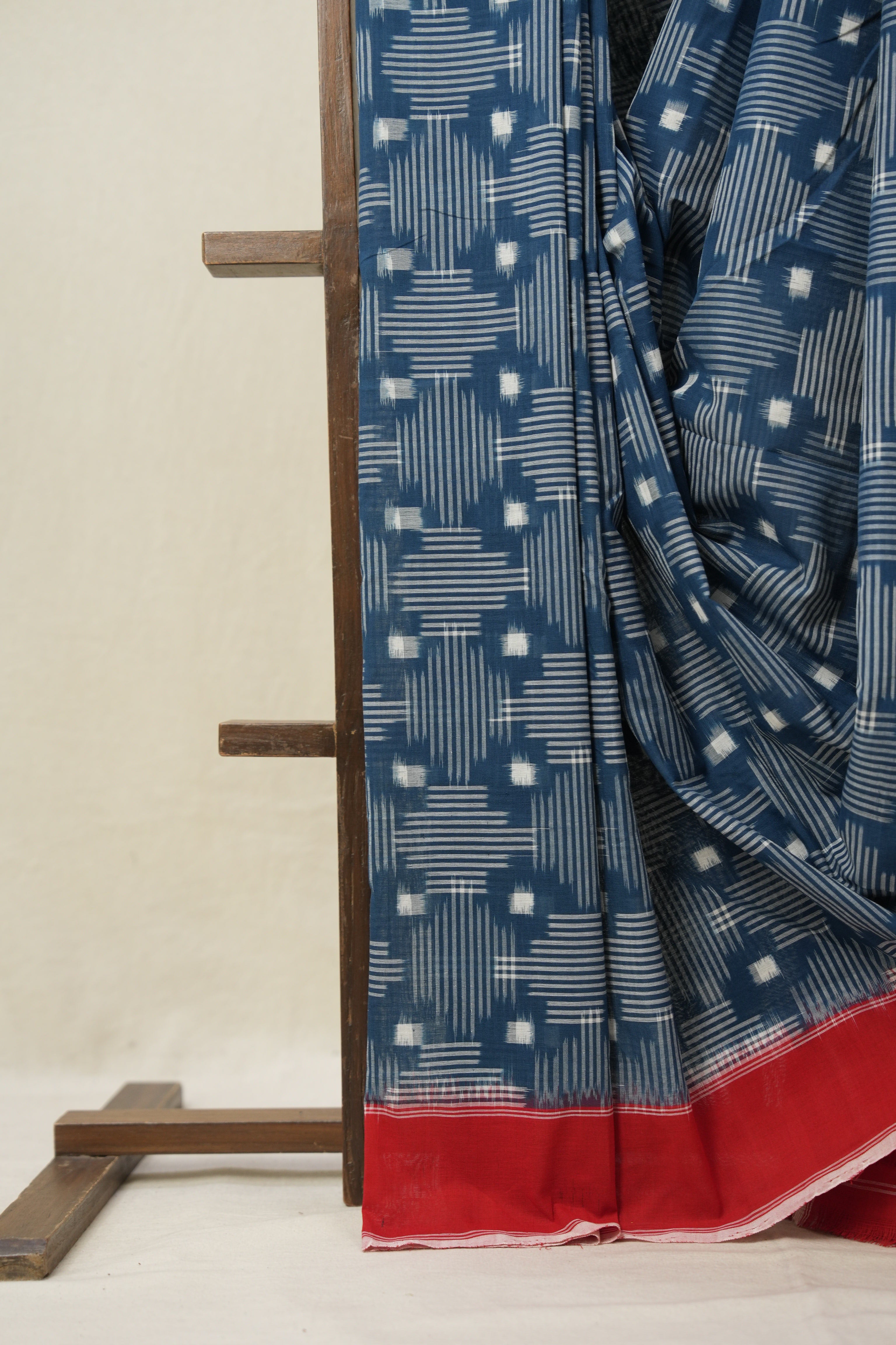 Peacock Blue Pochampalli Cotton Ikat Saree - SRPBPCIS655