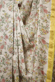 Cream Pearl HBP Cotton Silk Saree With Chanderi Border - SRCPCSS1248