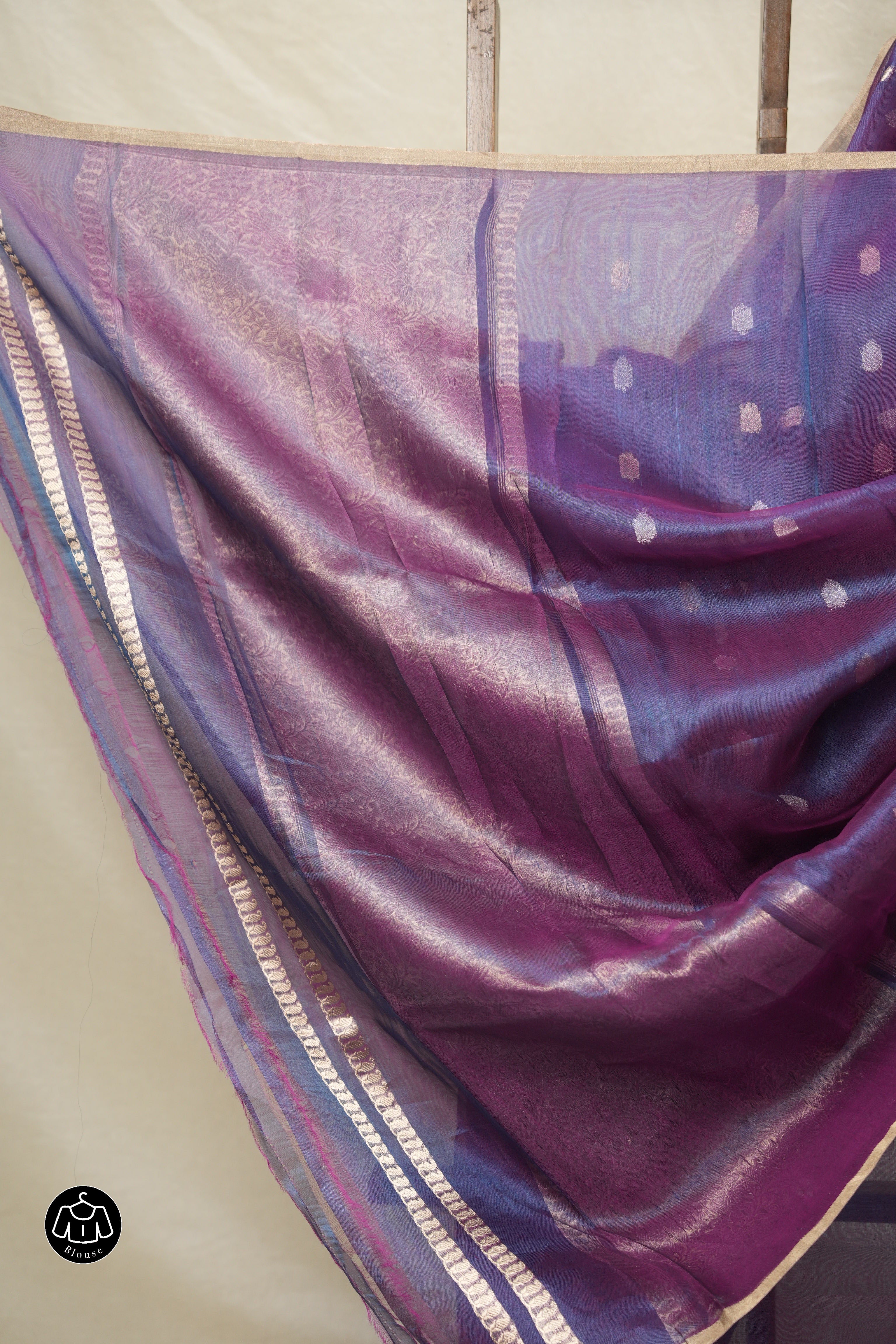 Blue-Rani Pink Tissue Banarasi Silk Saree - SRBRPTBSS29