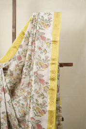 Cream Pearl HBP Cotton Silk Saree With Chanderi Border - SRCPCSS1248