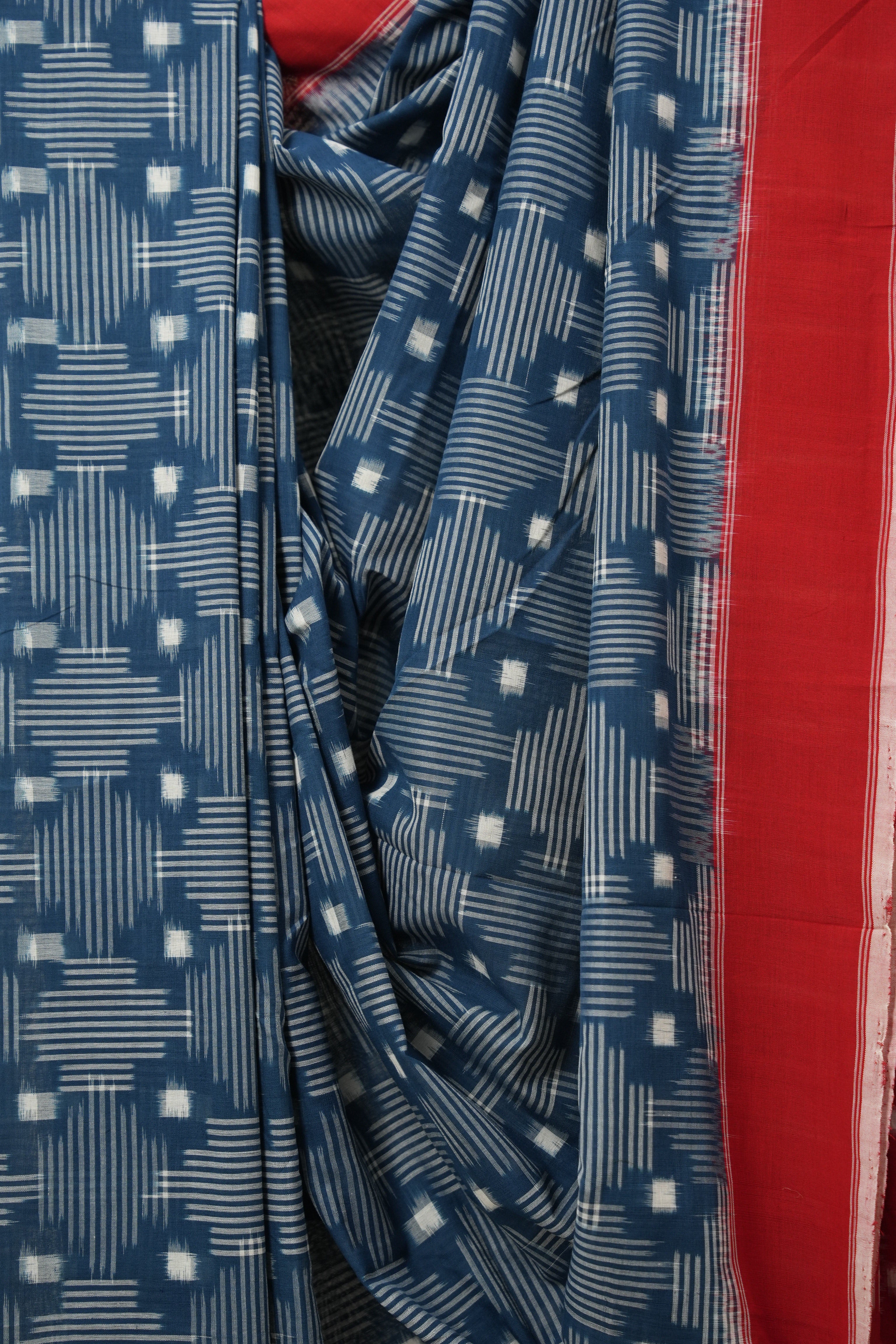 Peacock Blue Pochampalli Cotton Ikat Saree - SRPBPCIS655