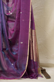 Blue-Purple Tissue Banarasi Silk Saree - SRBPTBSS30