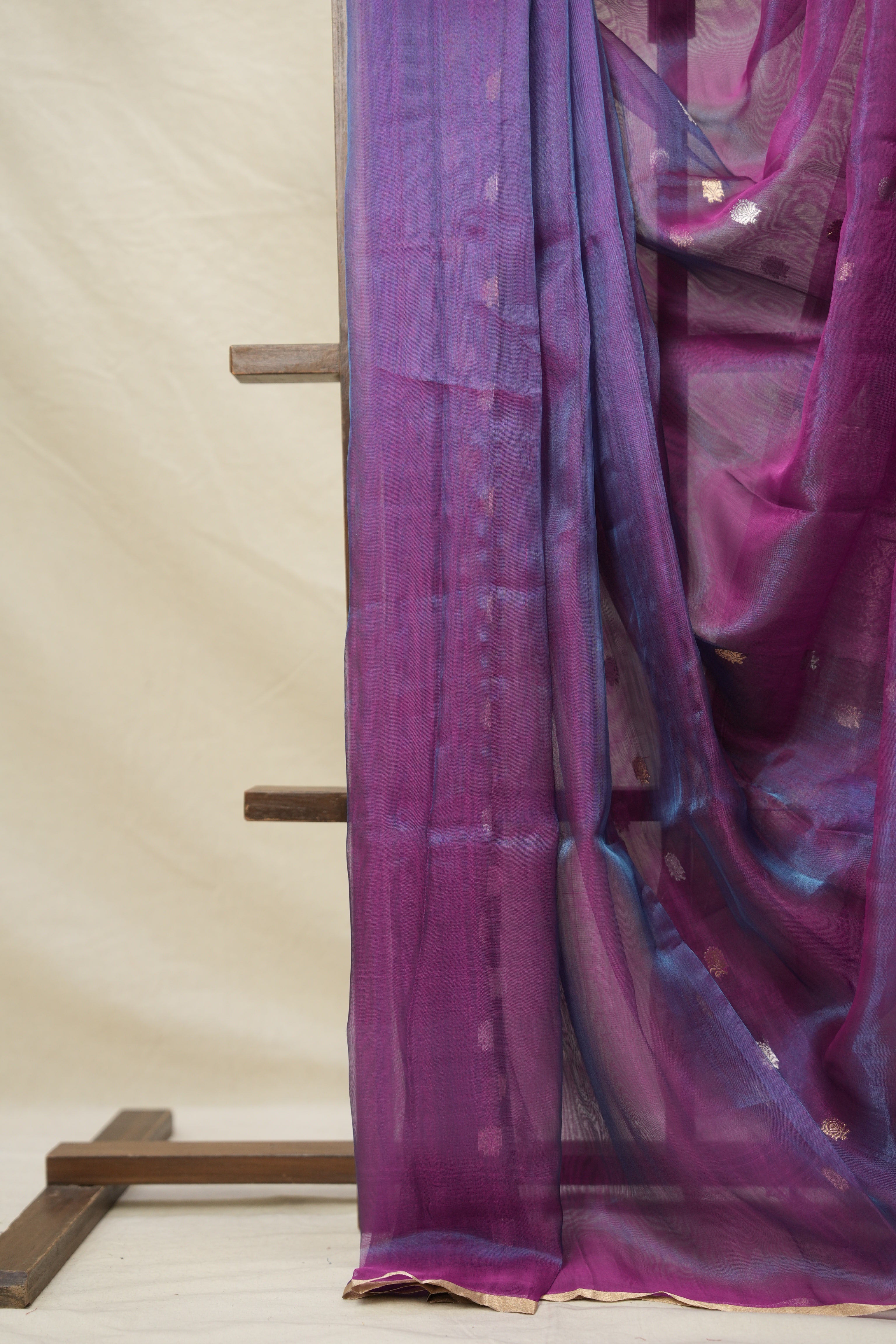 Blue-Purple Tissue Banarasi Silk Saree - SRBPTBSS30