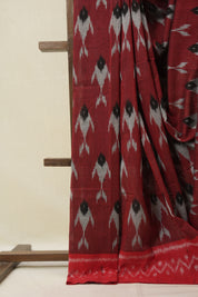 Maroon Pochampalli Cotton Ikat Saree - SRMPCIS671