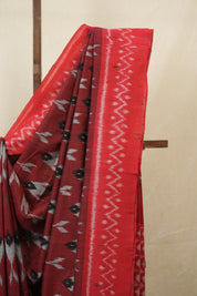 Maroon Pochampalli Cotton Ikat Saree - SRMPCIS671