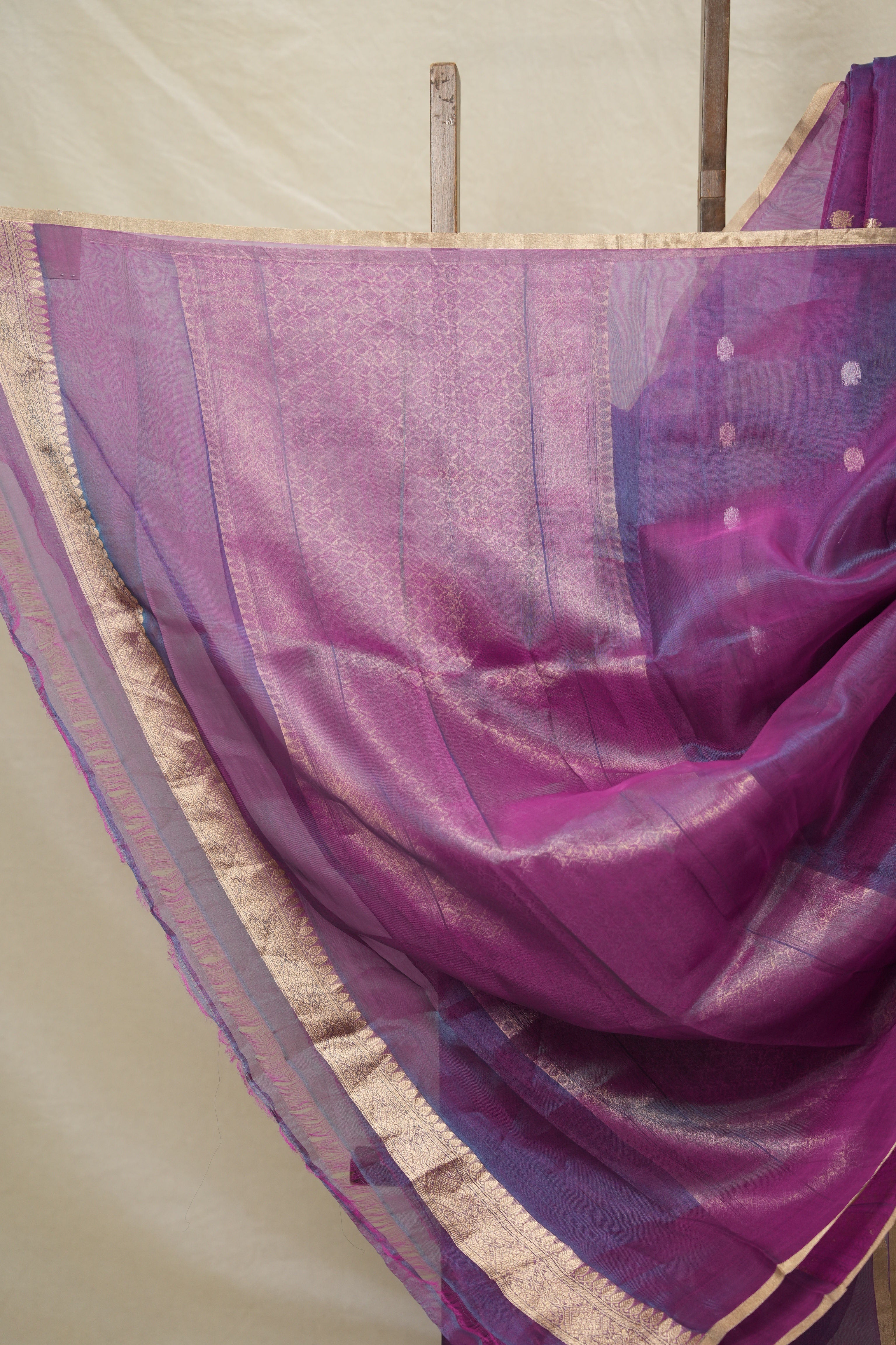 Blue-Purple Tissue Banarasi Silk Saree - SRBPTBSS30