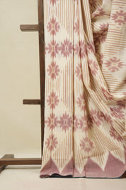 Off-White Pochampalli Cotton Ikat Saree - SROWPCIS673