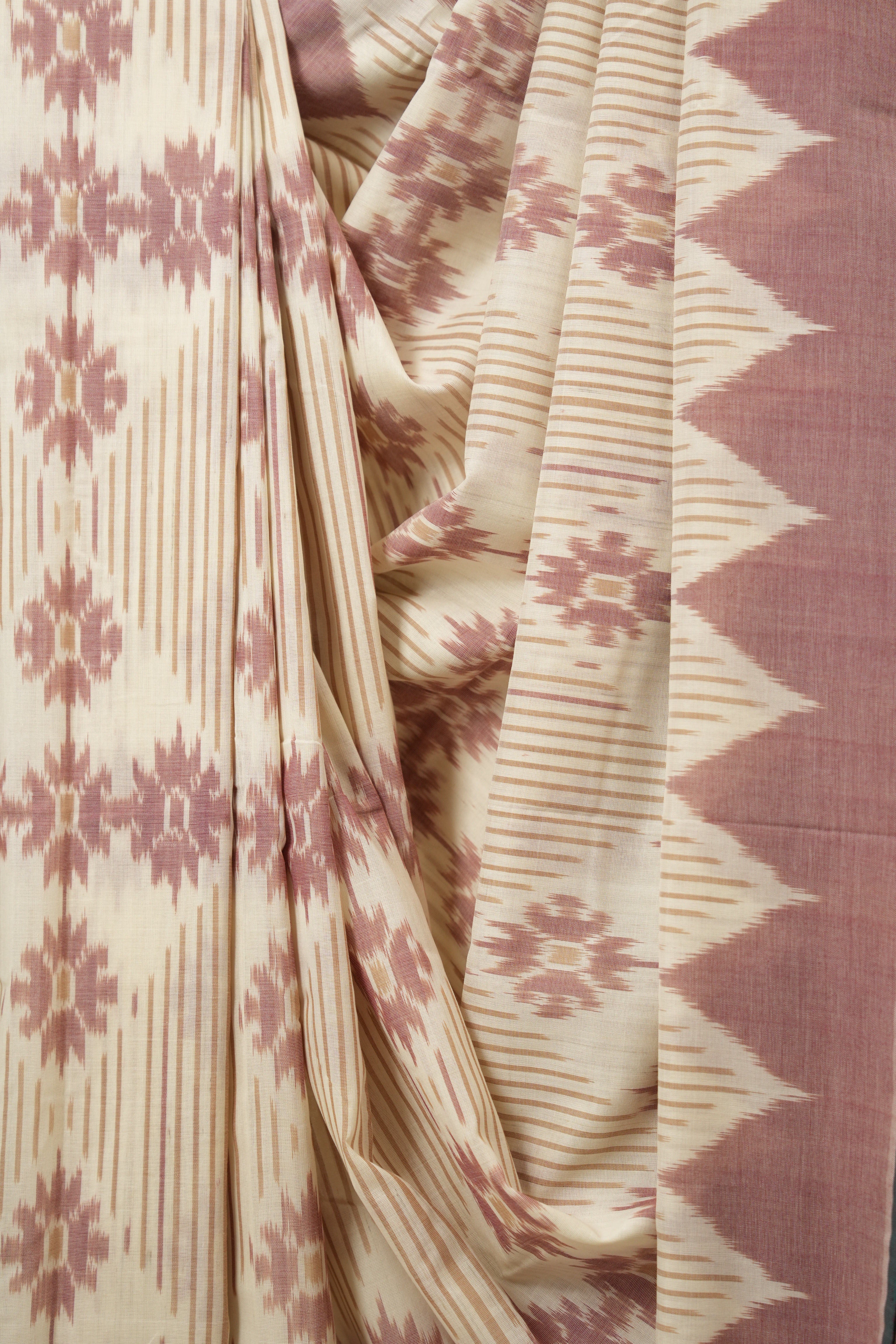 Off-White Pochampalli Cotton Ikat Saree - SROWPCIS673