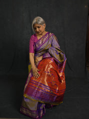 Two Tone Lavender Silk Paithani Saree - SRTTLSPS766