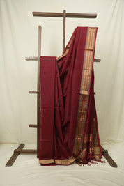 Maroon Maheshwari Saree - SRMMS1188