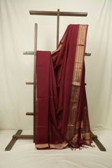 Maroon Maheshwari Saree - SRMMS1188