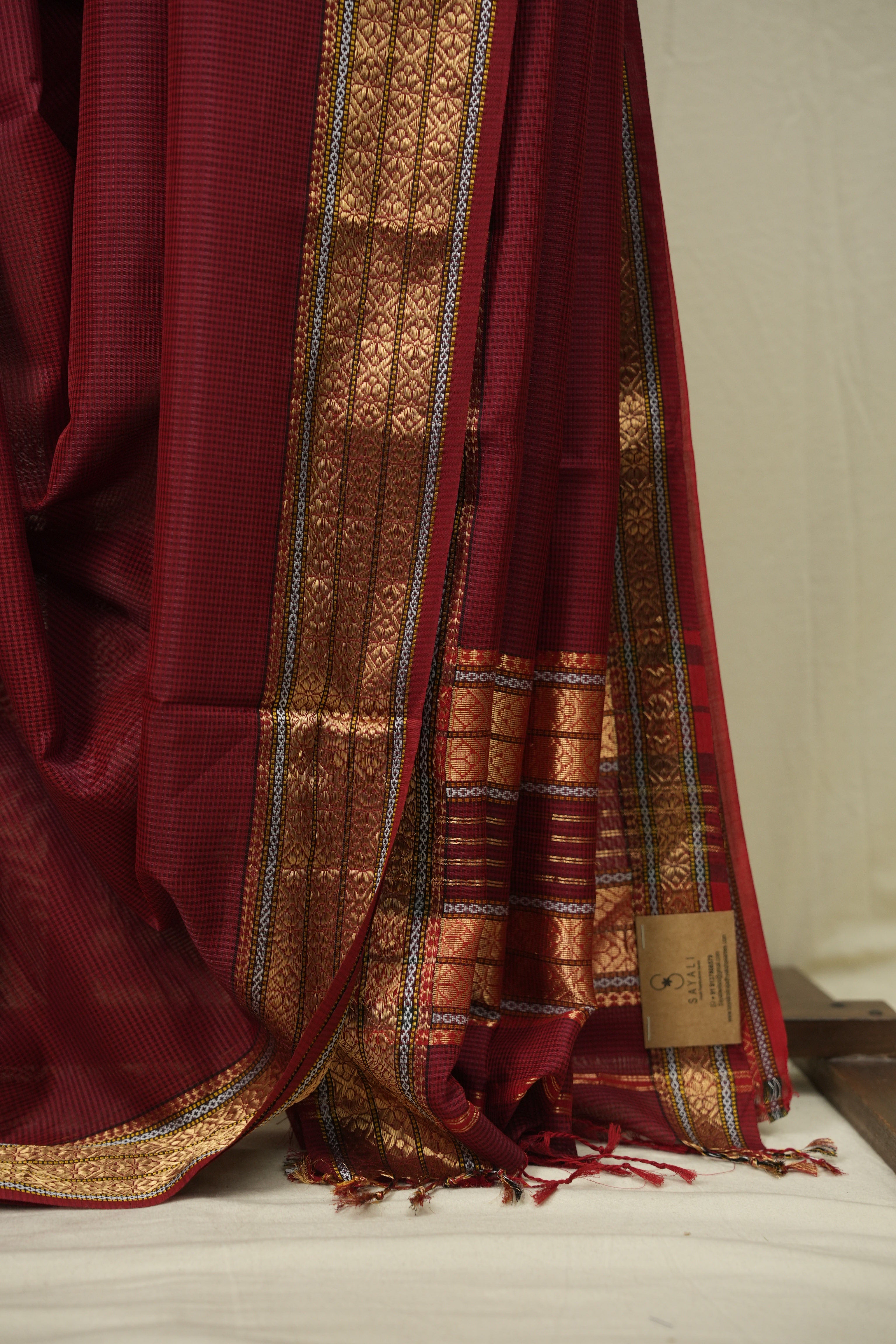 Maroon Maheshwari Saree - SRMMS1188