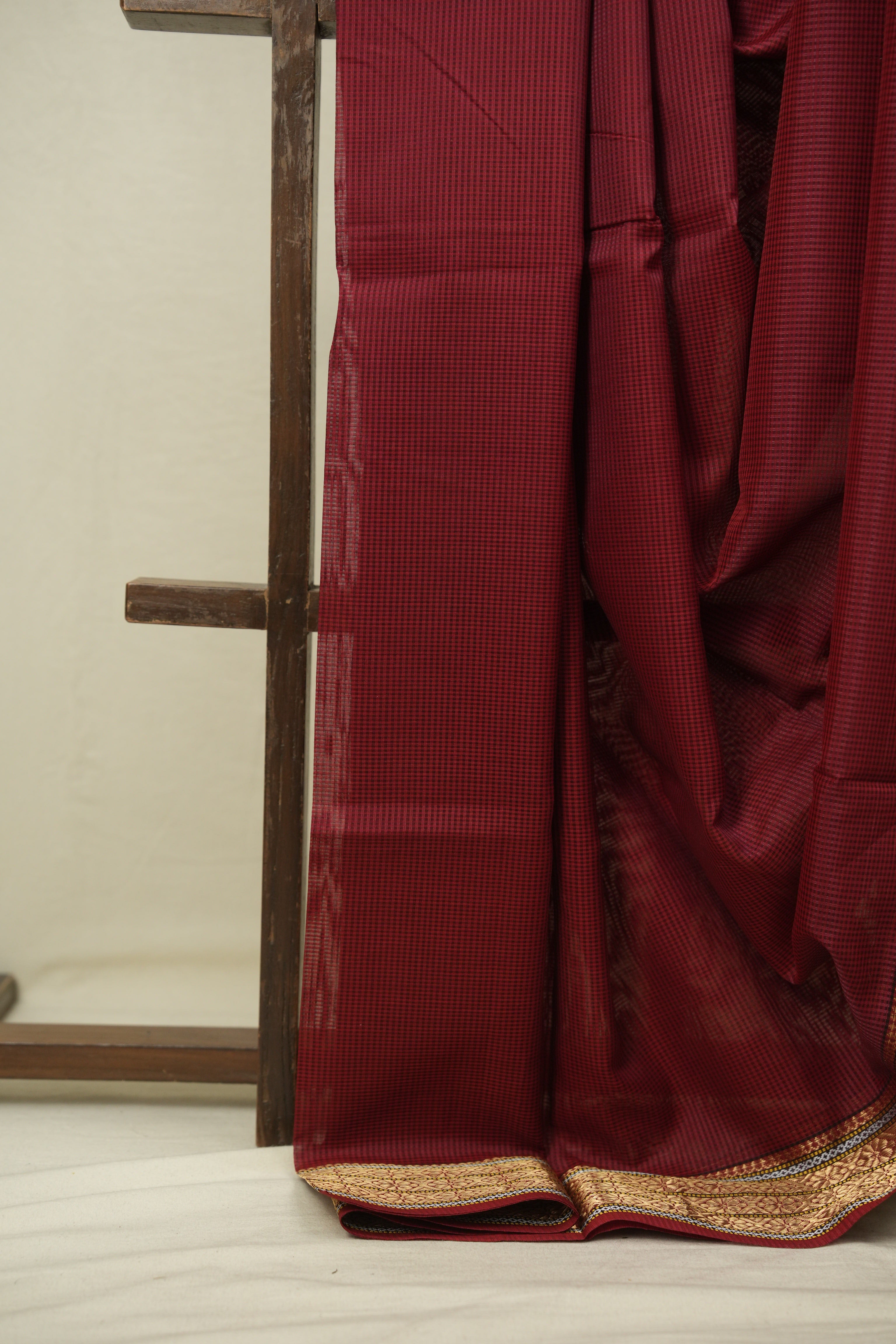Maroon Maheshwari Saree - SRMMS1188