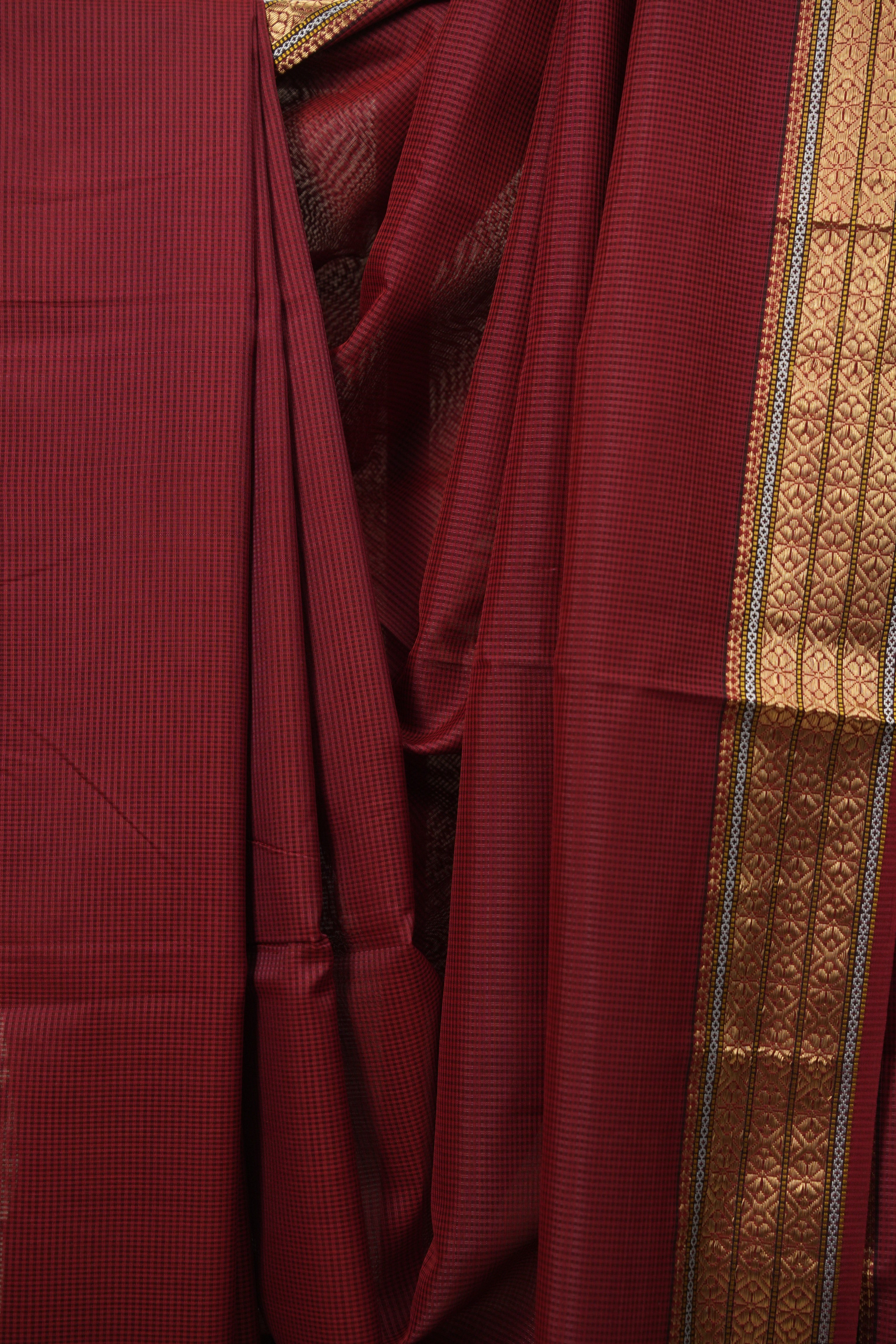 Maroon Maheshwari Saree - SRMMS1188