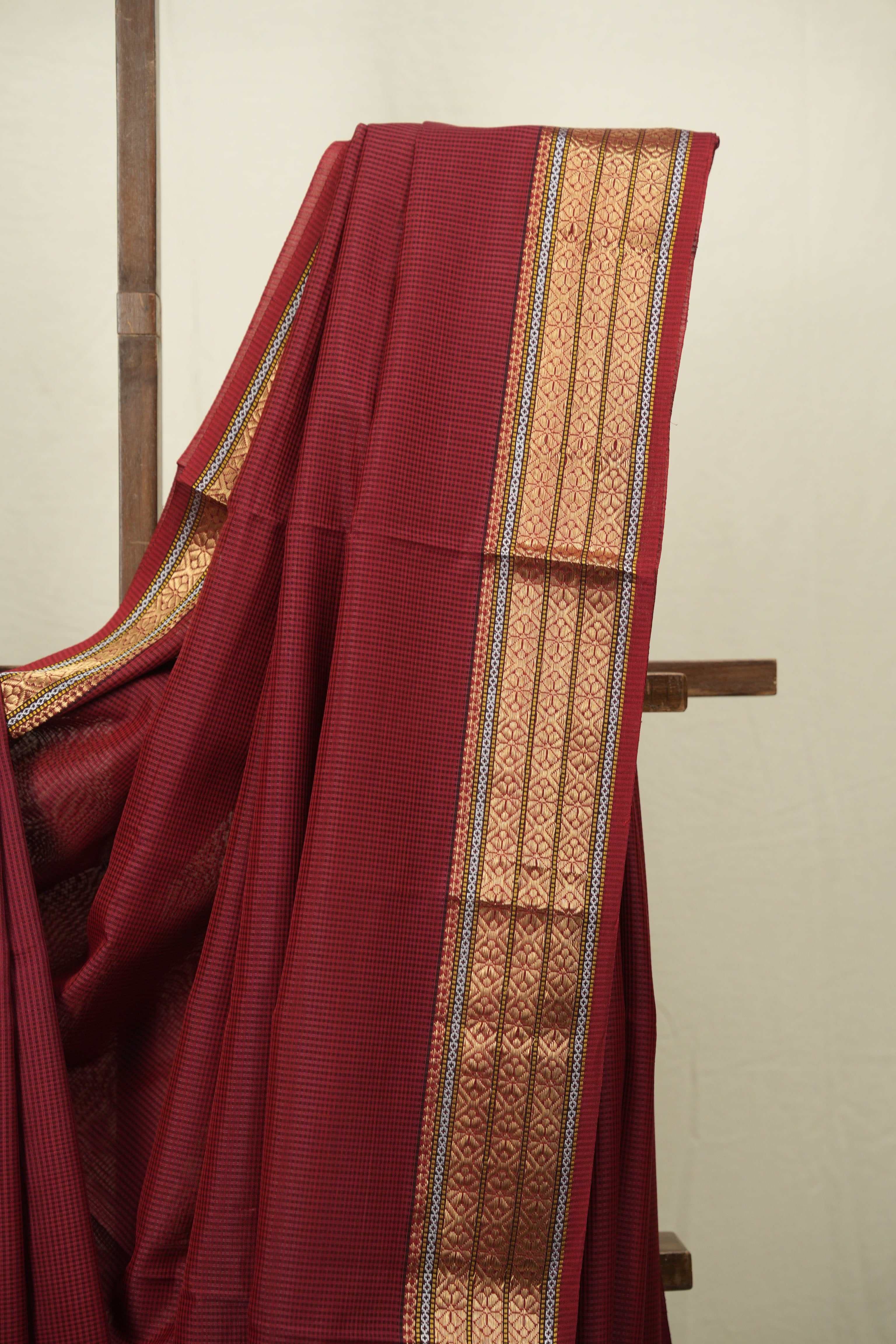 Maroon Maheshwari Saree - SRMMS1188