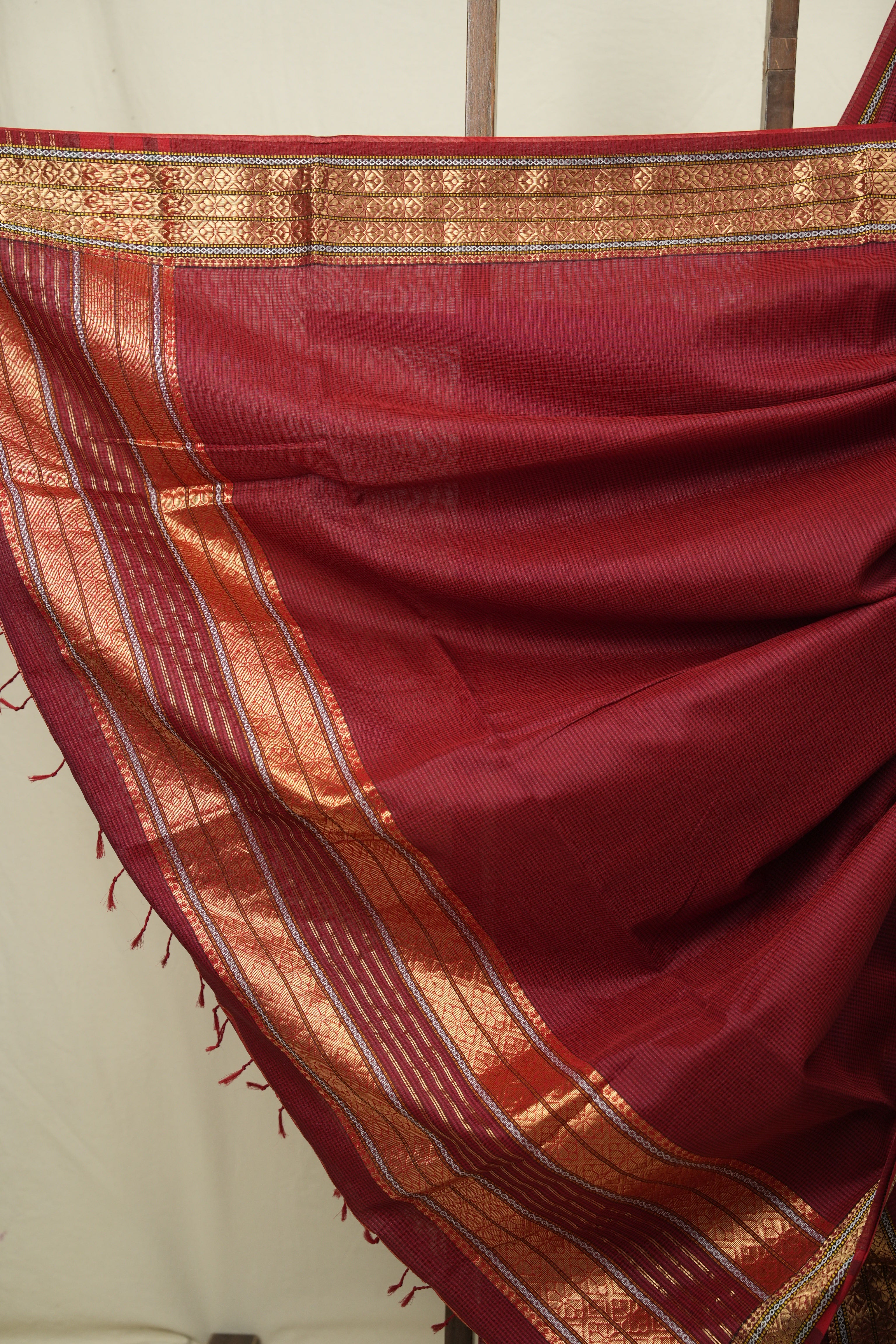 Maroon Maheshwari Saree - SRMMS1188