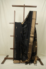 Black Maheshwari Saree - SRBMS1180