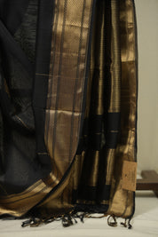 Black Maheshwari Saree - SRBMS1180