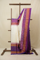 White Pochampalli Silk Ikat Saree - SRWPSIS311