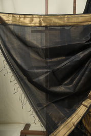 Black Maheshwari Saree - SRBMS1180