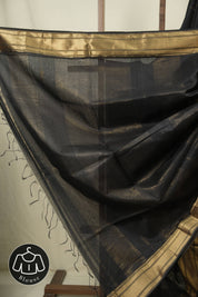 Black Maheshwari Saree - SRBMS1180