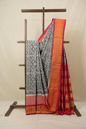 Grey Pochampalli Silk Ikat Saree - SRGPSIS312