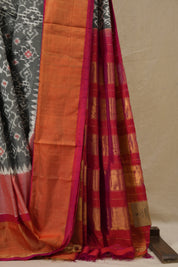 Grey Pochampalli Silk Ikat Saree - SRGPSIS312