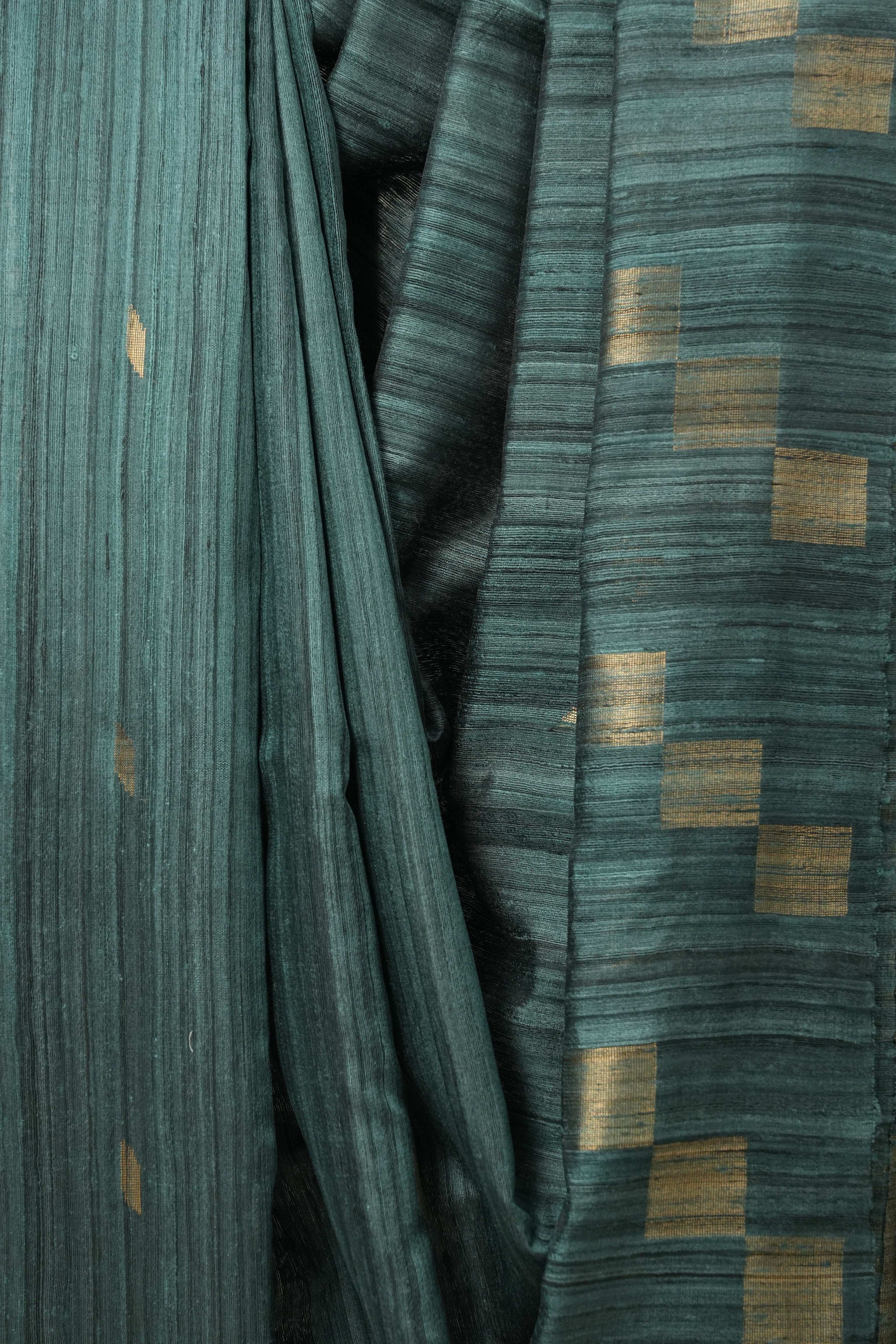 Teal Green Raw Silk Saree - SRTGRSS527