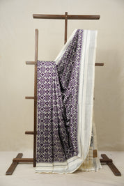 Grey Purple Pochampalli Silk Ikat Saree - SRGPPSIS297