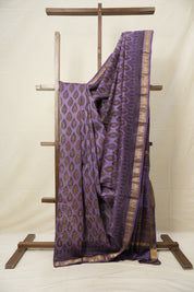 Lavendor HBP Cotton Silk Saree With Maheshwari Border - SRLCSS1258