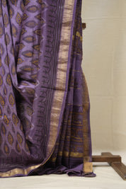 Lavendor HBP Cotton Silk Saree With Maheshwari Border - SRLCSS1258
