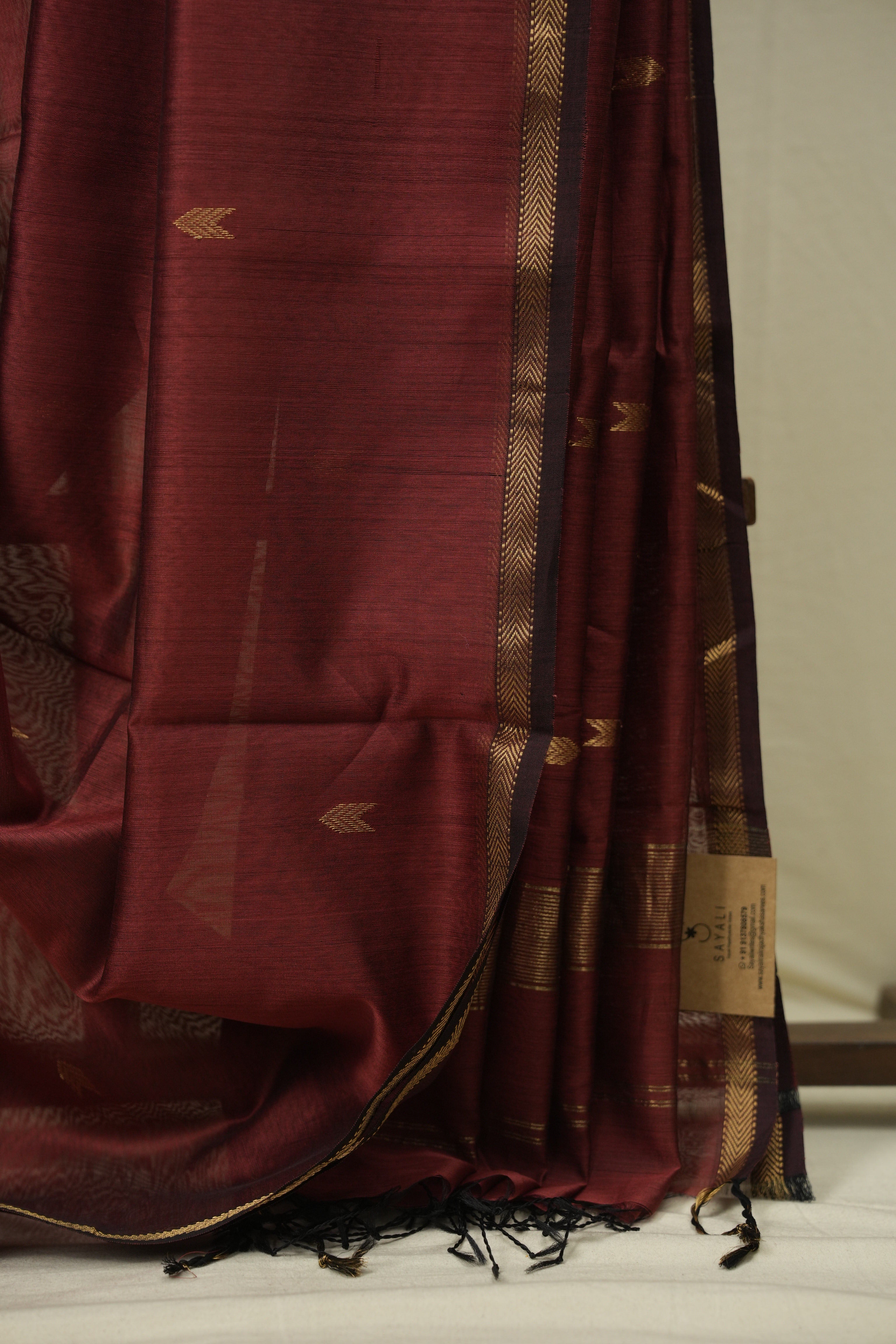 Maroon Maheshwari Saree - SRMMS1197