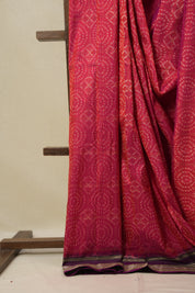 Two Tone Pink Pochampalli Silk Ikat Saree - SRTTPPSIS313