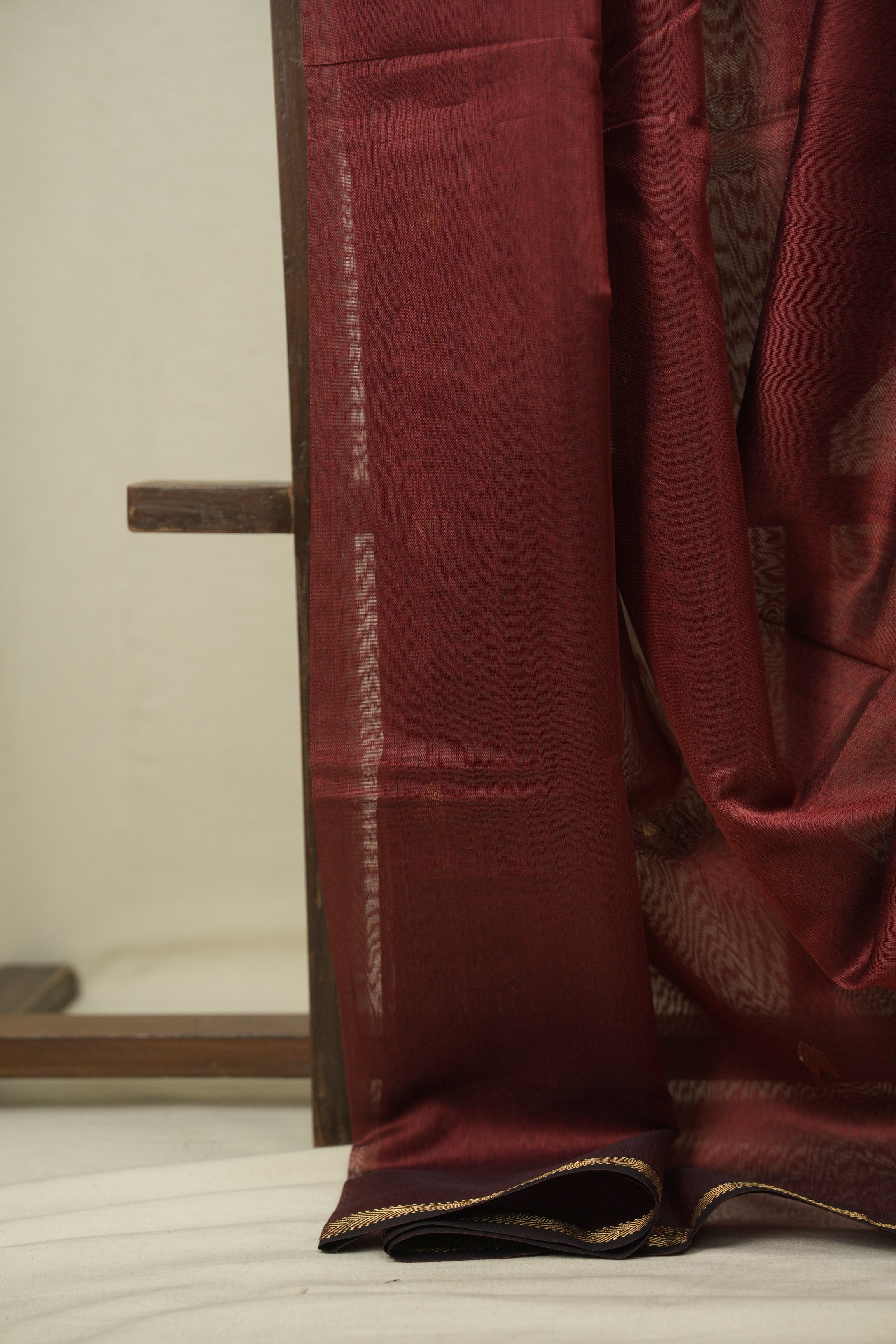 Maroon Maheshwari Saree - SRMMS1197