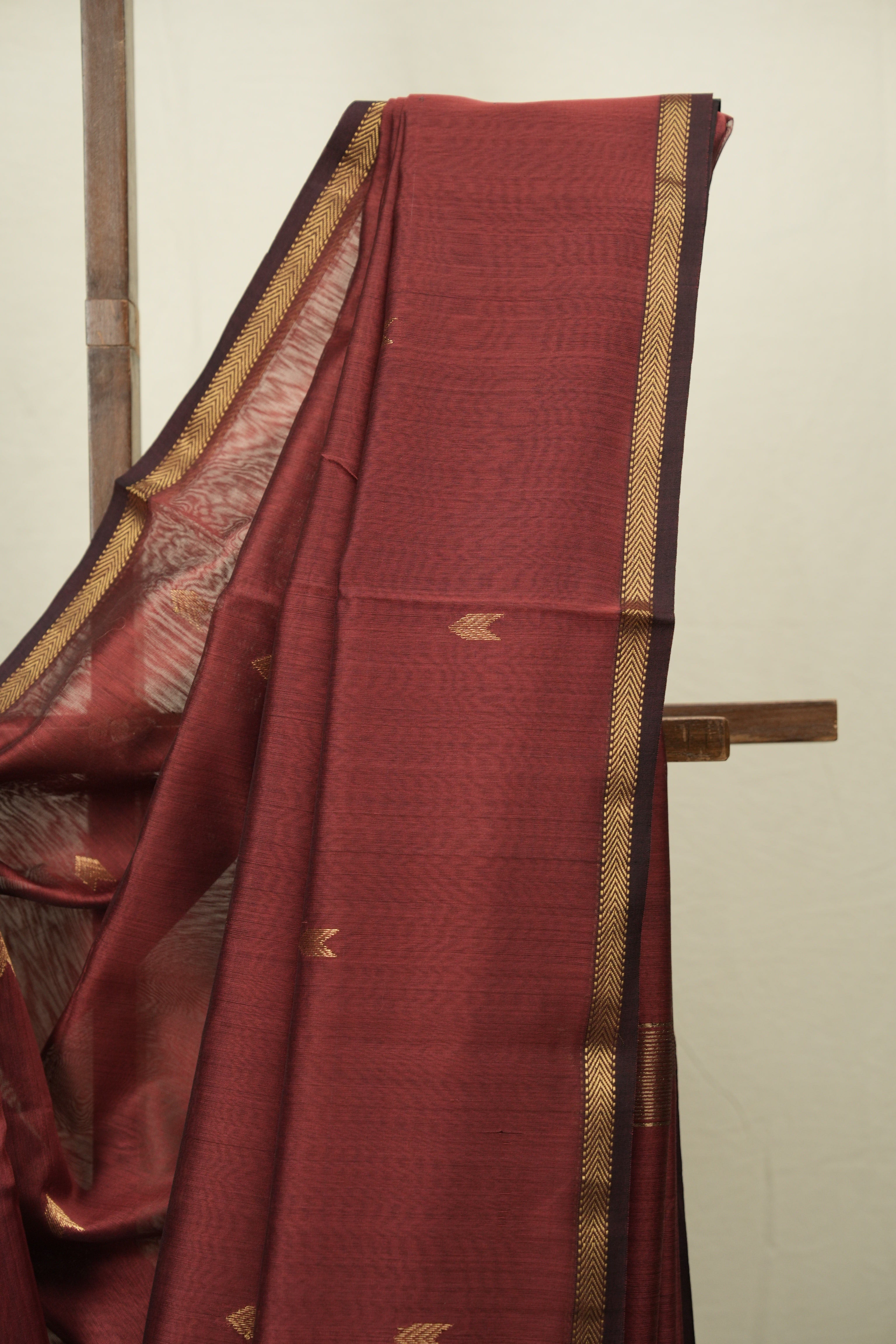 Maroon Maheshwari Saree - SRMMS1197