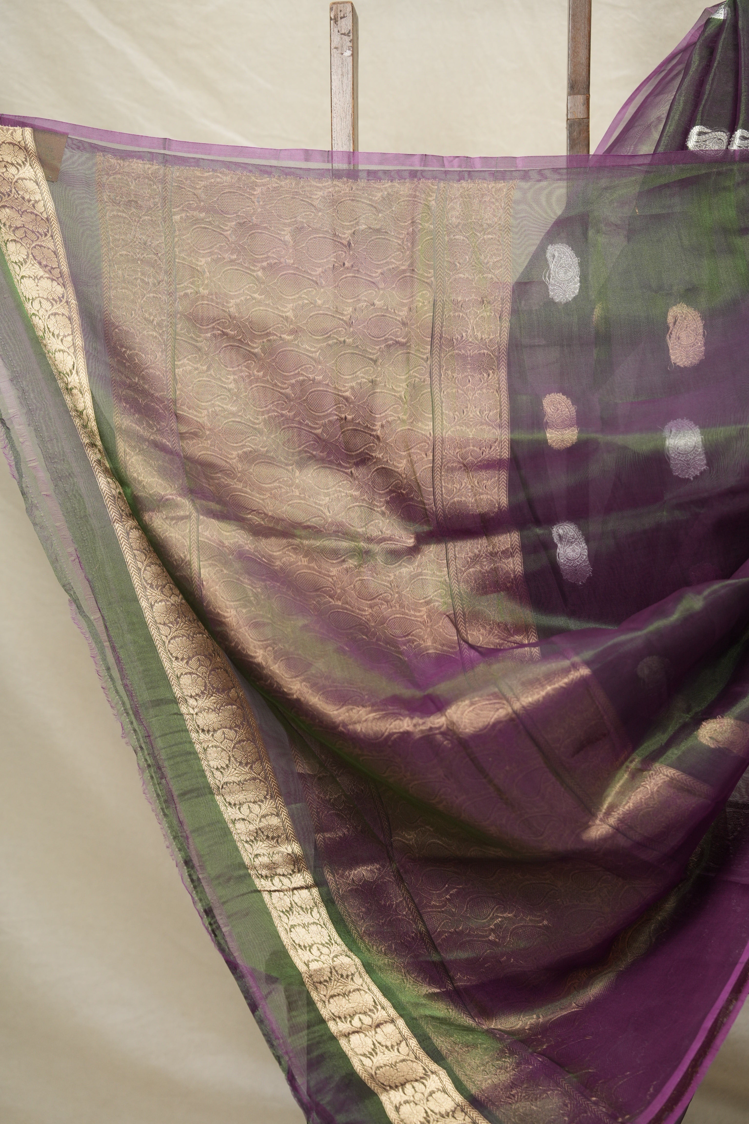 Two Tone Green Tissue Banarasi Silk Saree - SRTTGTBSS11