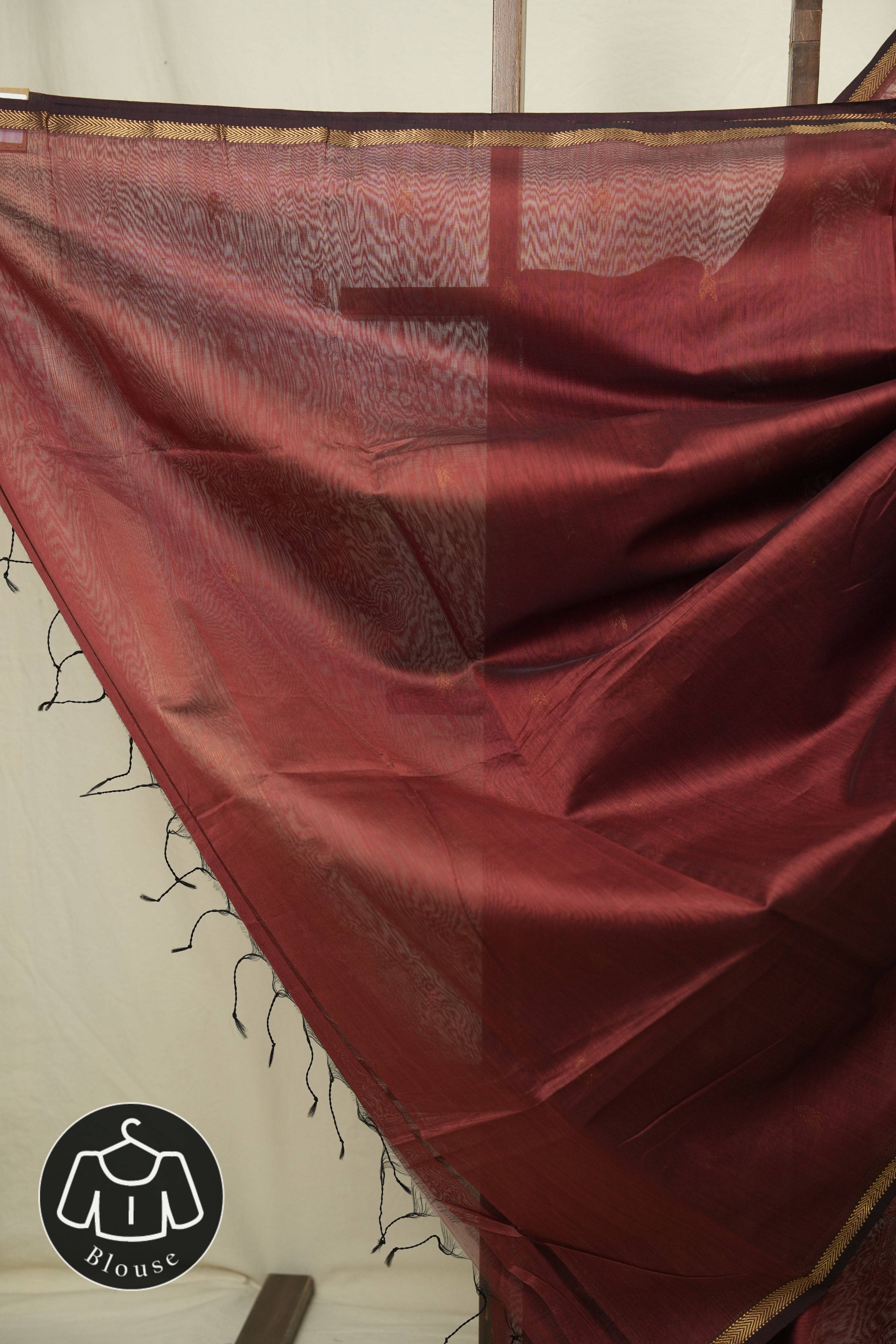 Maroon Maheshwari Saree - SRMMS1197
