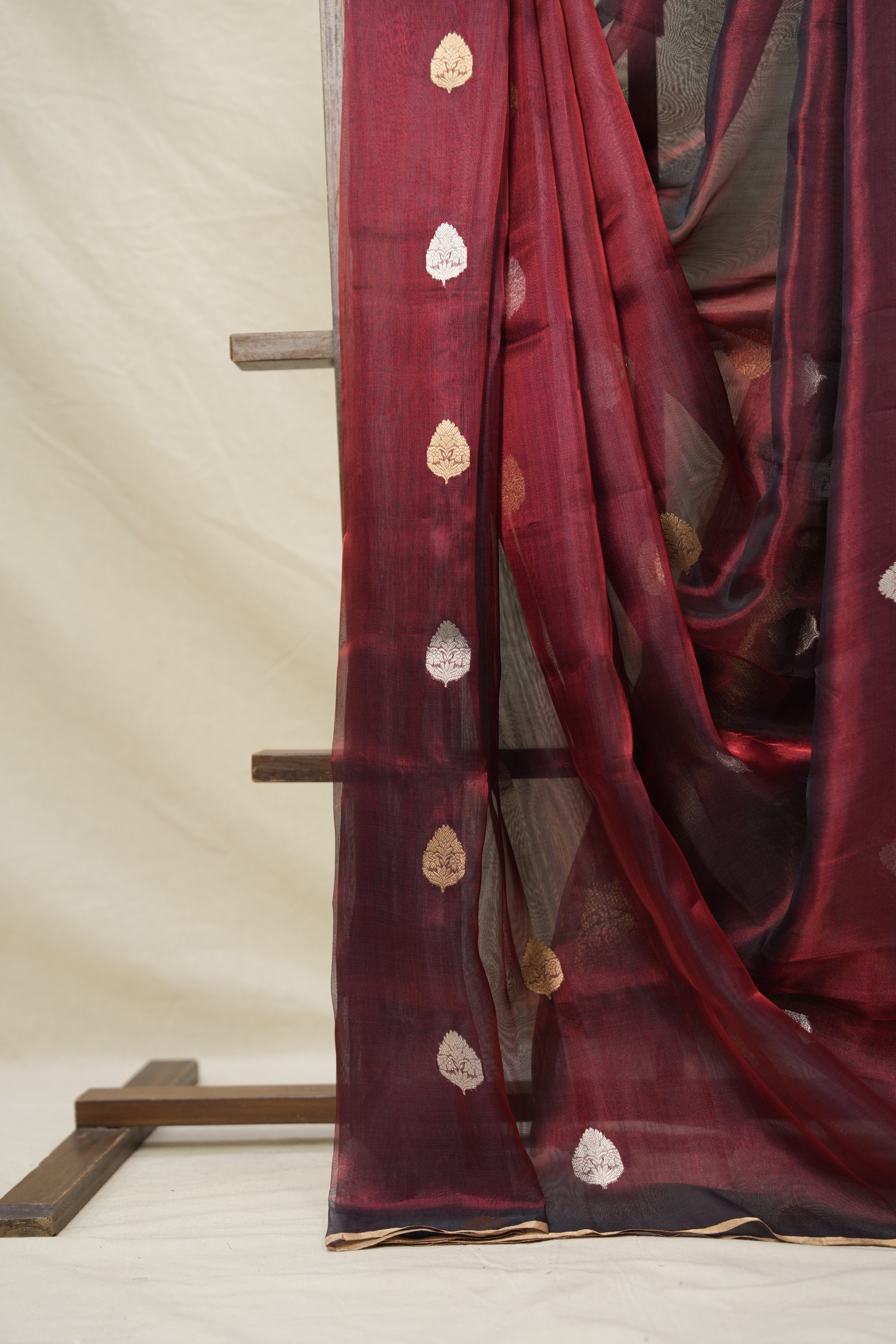 Maroon Tissue Banarasi Silk Saree - SRMTBSS009