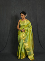 Pista Green Kanjivaram Silk Saree - SRPGKSS1006