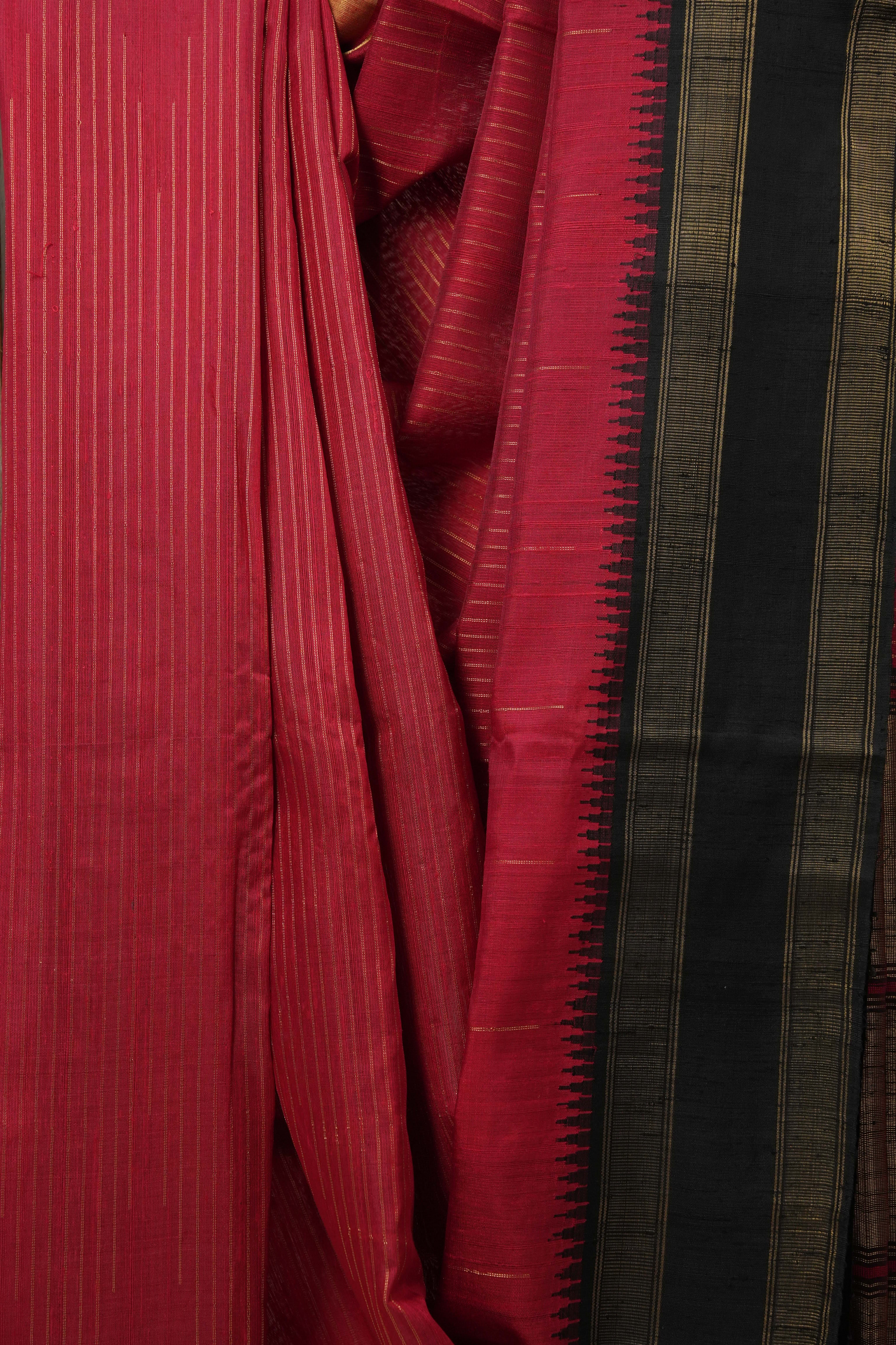 Red Raw Silk Saree - SRRRSS614