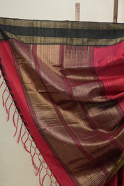 Red Raw Silk Saree - SRRRSS614