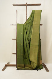 Moss Green Raw Silk Saree - SRMGRSS12EX