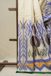 Cream Pochampalli Silk Ikat Saree - SRCPSIS292