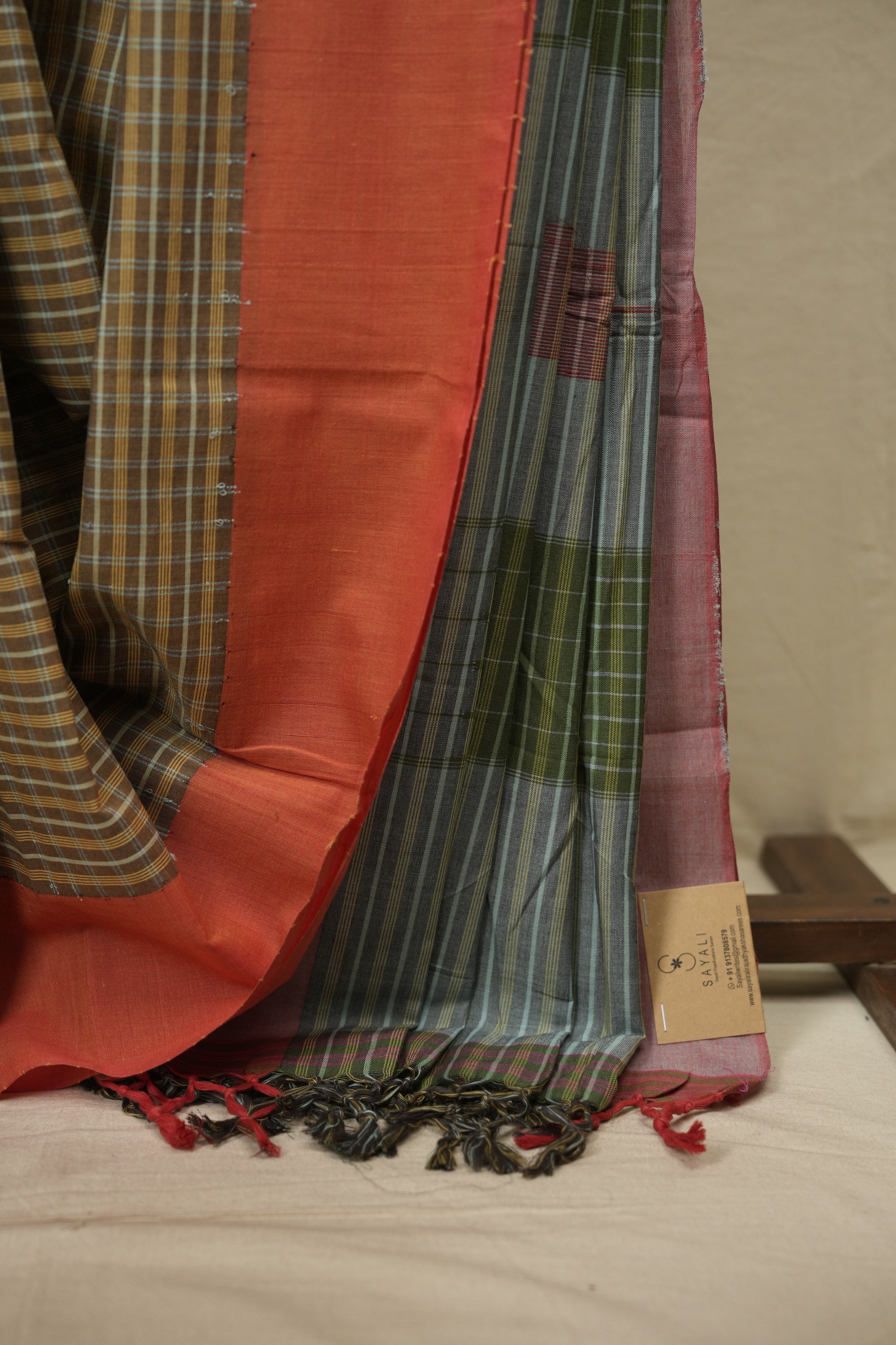 Brown Cotton IIkal Saree - SRBCIS1152