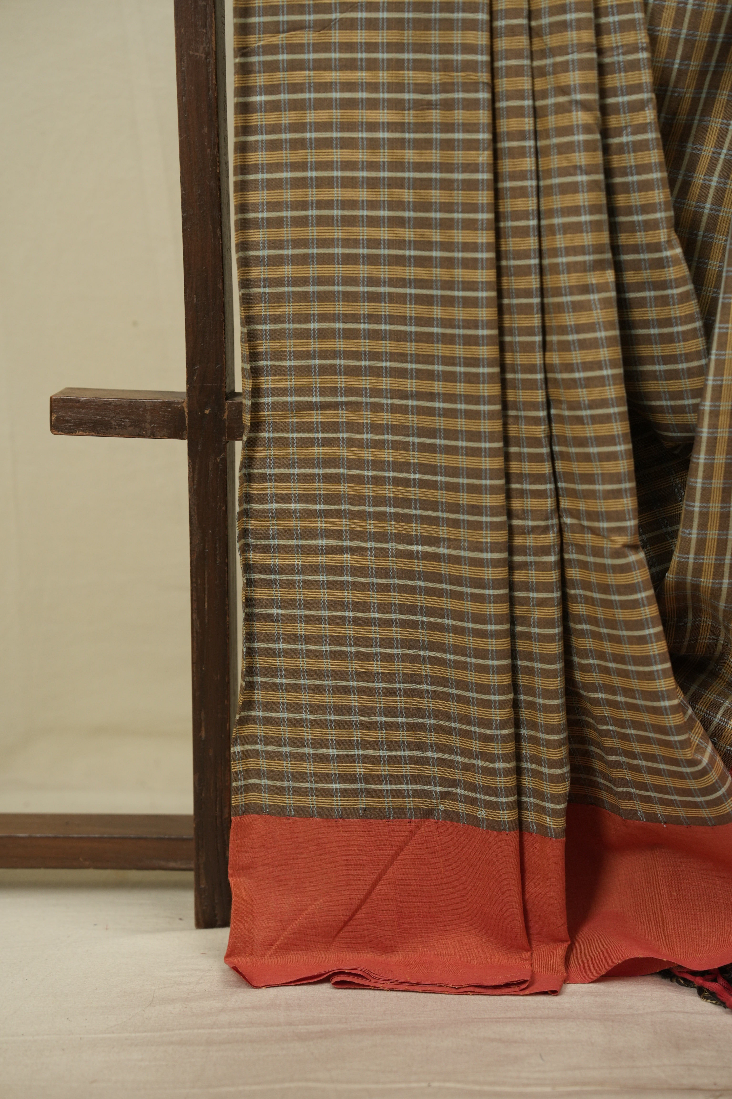 Brown Cotton IIkal Saree - SRBCIS1152