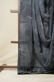 Black HBP Cotton Silk Saree With Maheshwari Border - SRBCSS1262