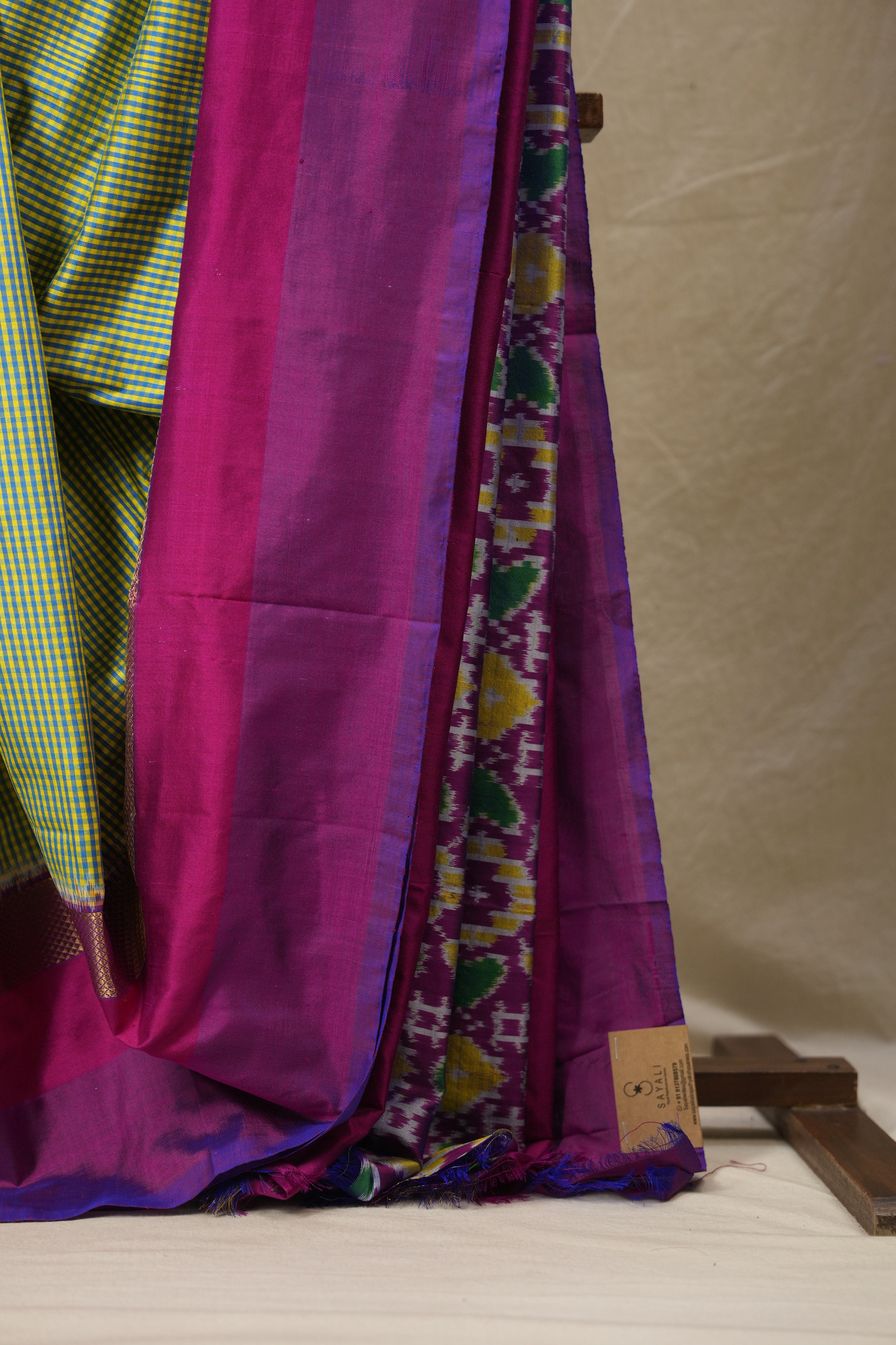 Yellow Blue Pochampalli Silk Ikat Saree - SRYBPSIS302