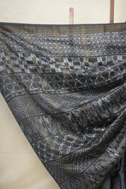 Black HBP Cotton Silk Saree With Maheshwari Border - SRBCSS1262