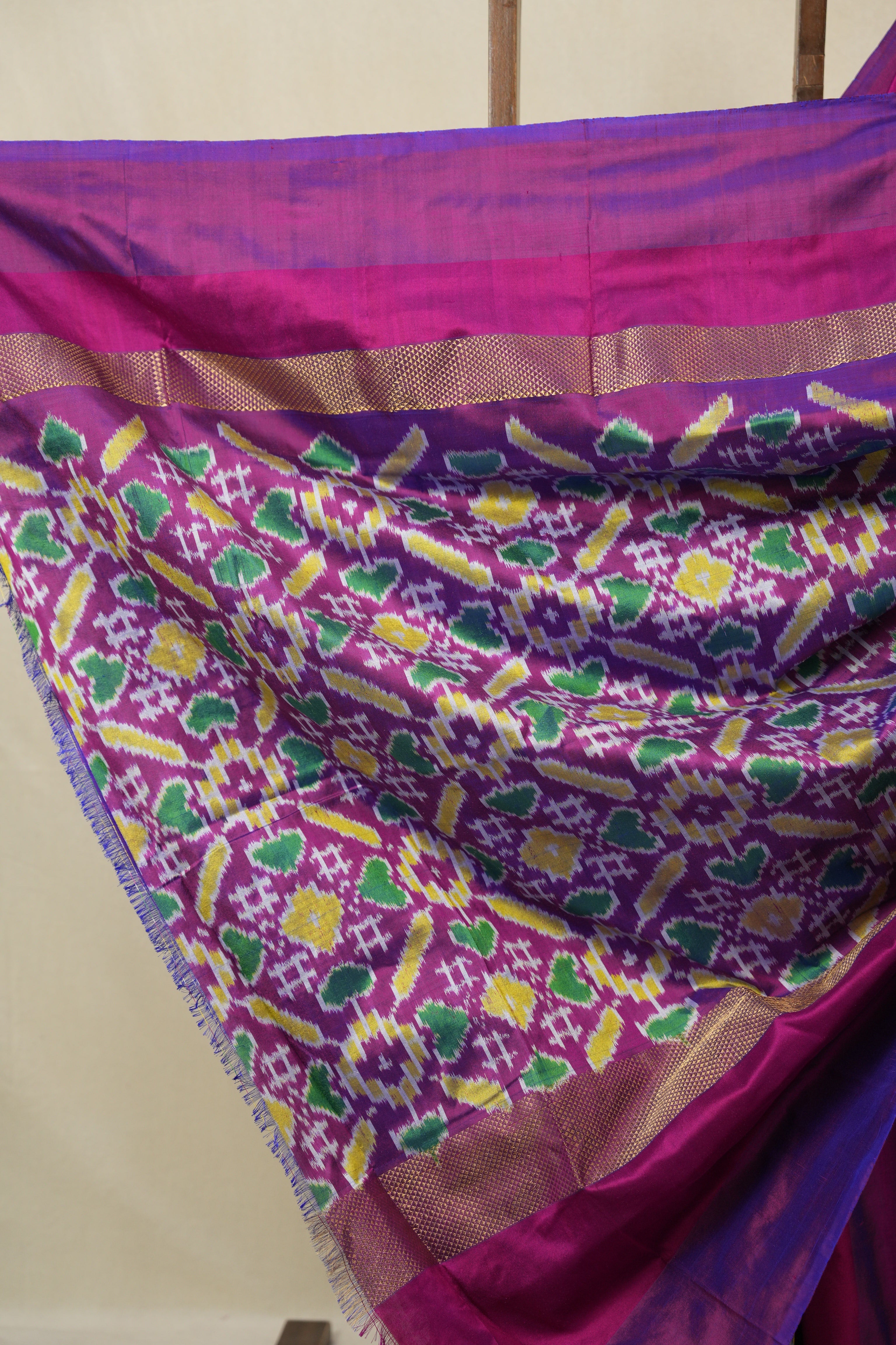 Yellow Blue Pochampalli Silk Ikat Saree - SRYBPSIS302