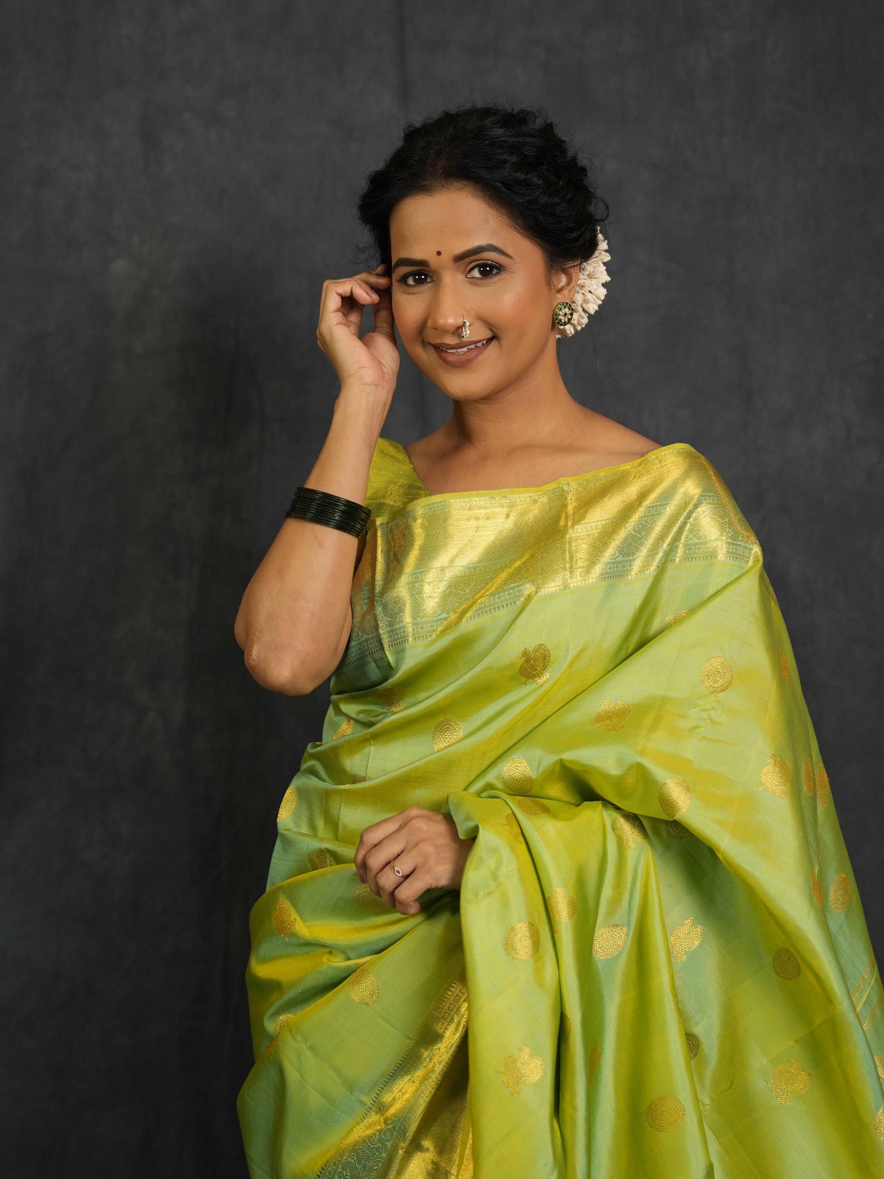 Pista Green Kanjivaram Silk Saree - SRPGKSS1006